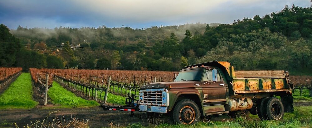 truck on the vineyard