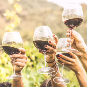 Raised glasses for event