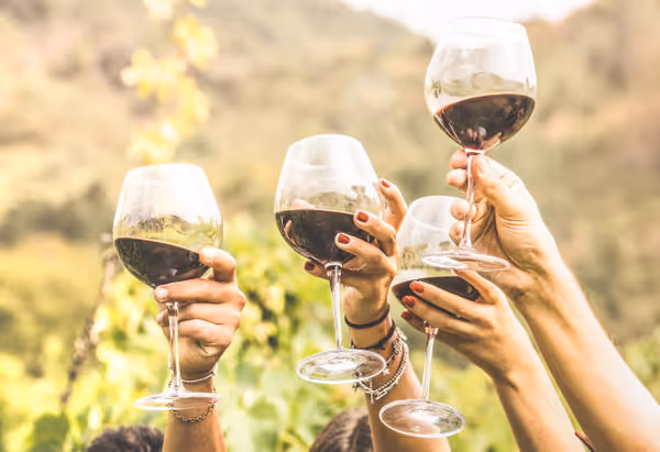 Raised glasses for event